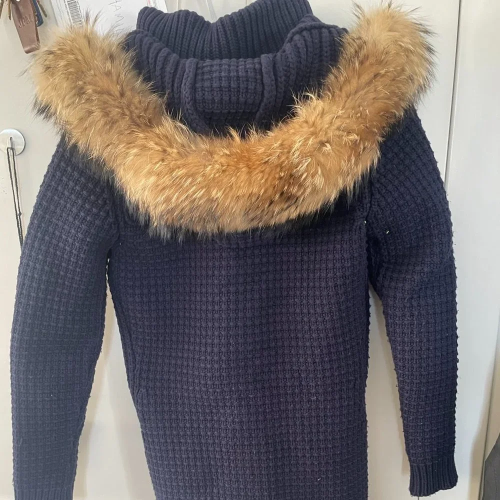 Bark Montgomery Knitted Sweater Jacket with Hood X-Small Navy - Picture 4 of 13